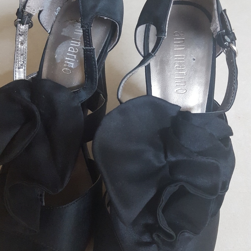 Cute black satin heels